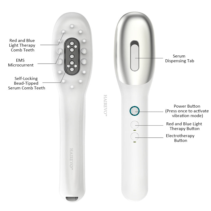 HairEvo™ Rechargeable Scalp Care Hair Growth Comb with Red & Blue Light Microcurrent Therapy